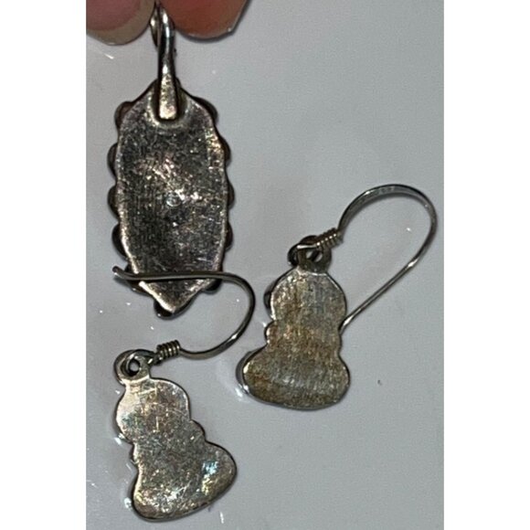 Boho Turquoise Silverplate Pendant & Dangle Earrings Womens Jewelry - Picture 7 of 9